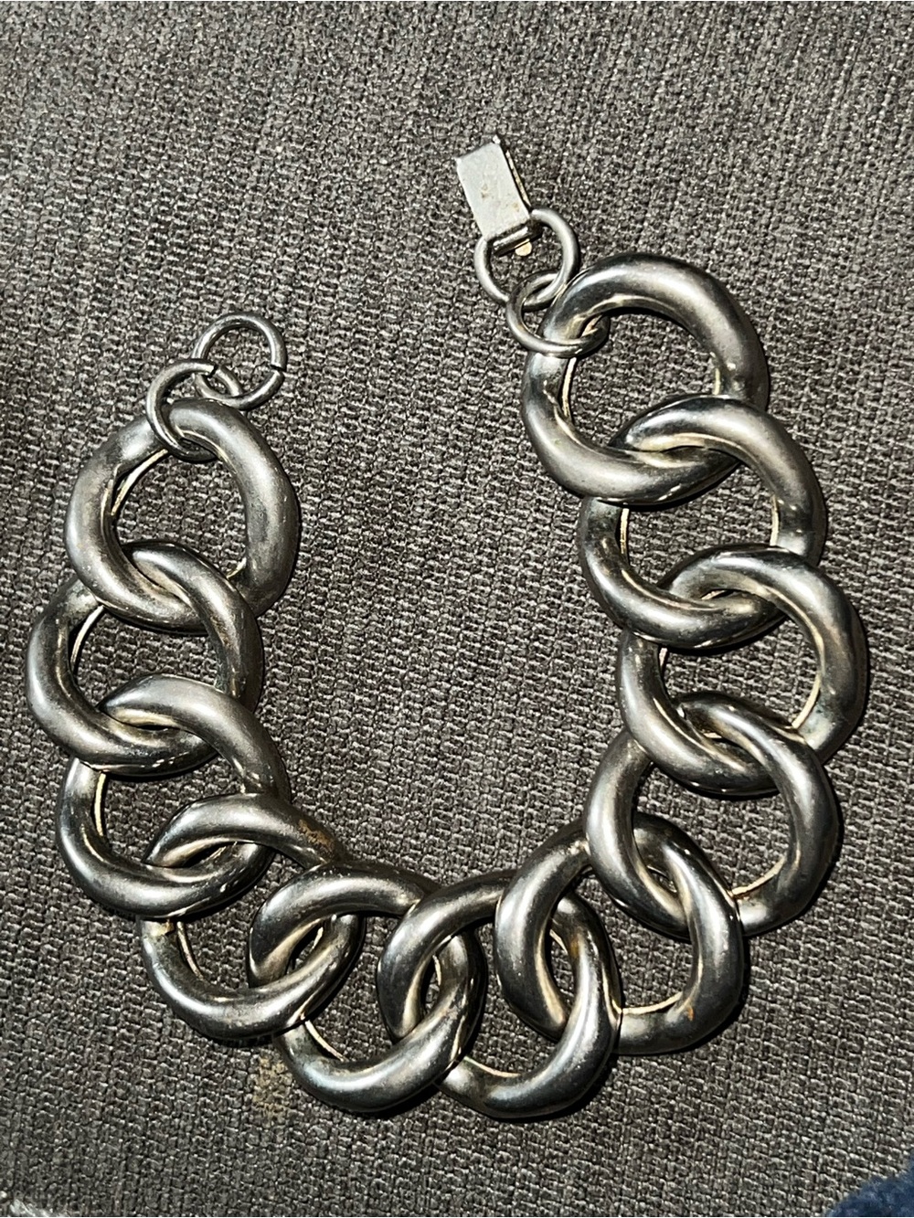 Vintage Silver Tone Chunky Chain Link Bracelet 7”